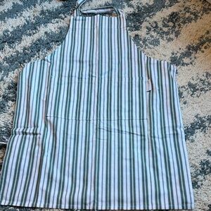 Striped Cotton Apron in Green and White